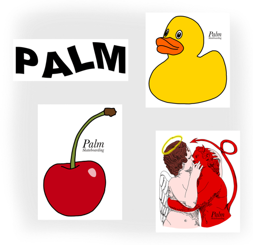 Palm Skateboarding Angel Devil Duck and Cherry Stickerpack